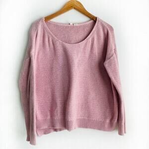 Anthropologie MOTH pink scoop neck pullover cardigan sweater 100% cotton size XS
